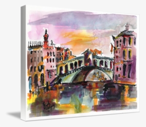 "venice Silence Rialto Bridge" By Ginette Callaway, - Imagekind Gallery-wrapped Canvas Art Print 32 X 23 #100808