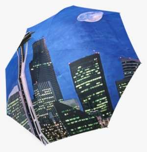 Seattle Space Needle Watercolor Foldable Umbrella - Blue Seattle Blue Seattle Blue Seattle 60" Curtains #101511