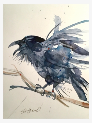 Original Raven Watercolor Painting - Watercolor Painting #101606