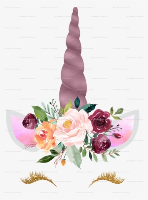 Autumn Watercolor Floral Unicorn 3x4" Wallpaper - Watercolor Floral Unicorn Horn #101879