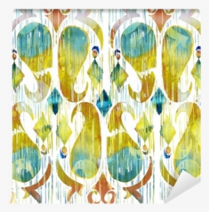 Watercolor Green Ikat Vibrant Seamless Pattern - Lyn Home & Decor Yeşil İkat Yastık #102763