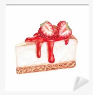 Watercolor Strawbarry Cheesecake Wall Mural • Pixers® - Watercolor Painting #103379