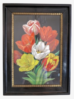 Painting Of A Colorful Bunch Of Tulips, Tempera On - Tulip #103686