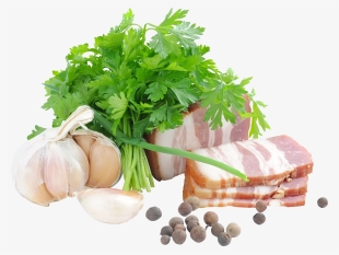 Bacon Png With Coriander Leaves - Сало С Зеленью Пнг #104191