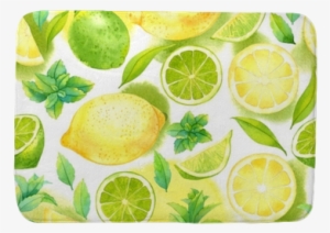 Seamless Pattern With Watercolor Lime, Lemon And Mint - Citrus Pattern By Achtung - Customized Wallpaper Patterns #104476