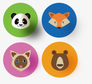 Round Color Animal Panda Fox Icon Vector Flat Icon - Icon #104570