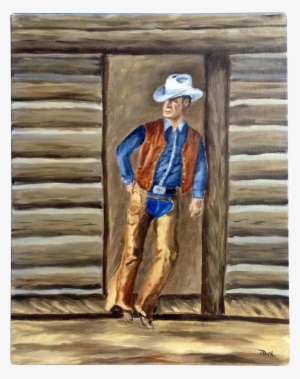 Dot Nix, Cowboy Leans Against A Door Post Oil Painting - Oil Painting #106609