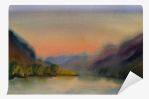 Watercolor Painting Landscape Of Sunset Wall Mural - Painting #107093