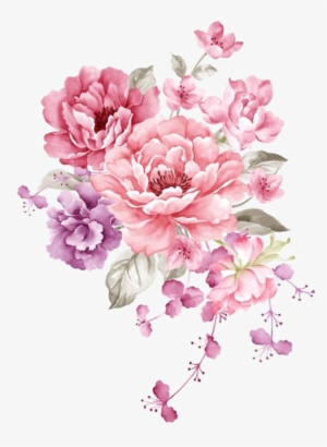 Ftestickers Watercolor Flowers Bouquet Pink - Watercolor Flower Bouquet #107928