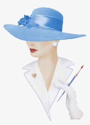 Alfabeto Animado Dama Elegante Con Sombrero Celeste - Modeles De Chapeaux Pour Peinture Sur Porcelaine #108219