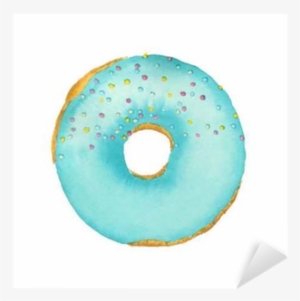 Watercolor Donut With Blue Frosting Isolated On White - Circle #108620