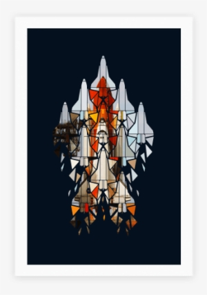 Geometric Space Shuttle Launch Poster - Space Shuttle #1000991