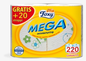 Foxy Mega Big Kitchen Rolls Last More Than Twice As - Foxy Mega Ręcznik Papierowy Mega - Długie Rolki 2 Szt. #1001010