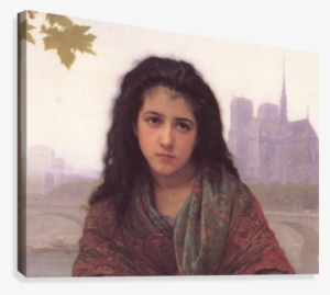 Portrait Of A Youg Girl With Black Eyes Canvas Print - Bohemian By William Bouguereau Art Reproduction #1001355