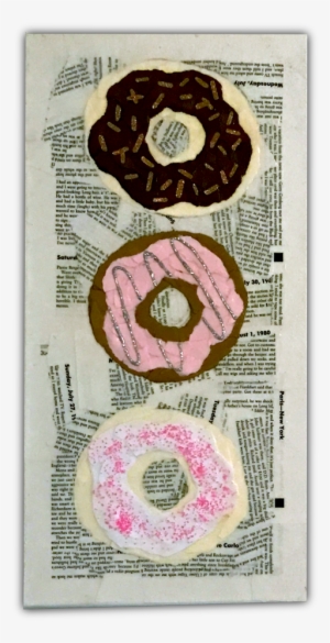 3 Little Donuts Paper Mache On Canvas - Paper #1002933