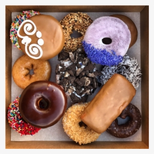 Vegan Voodoo Dozen Doughnuts Shown In A Box - Vegan Voodoo Dozen #1003010