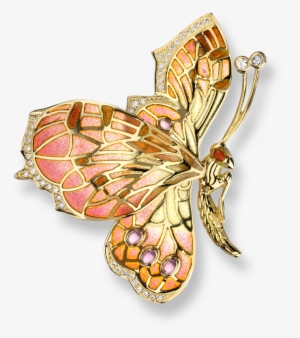 Nicole Barr Designs 18 Karat Gold Butterfly Brooch-pink - Pink And Gold Butterflies #1005787