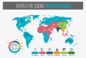 World Religions Infographic With Pie Chart And Map - 5 Major World Religion Map #1009141 World Religions Infographic With Pie Chart And Map - 5 Major World Religion Map #1009141