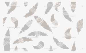 Tribal Feathers In Neutrals Gray And Beige Giftwrap - Hawk #1009677