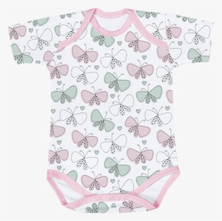 Body Manga Curta Borboletas - Rose #10050577