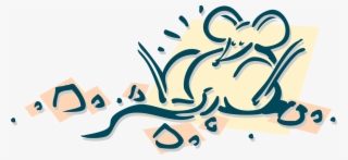 Vector Illustration Of Rodent Mouse Gorged On Cheese - Calligraphy #10051599