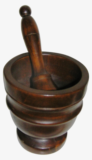 Vintage Mortar And Pistle, Wood, Turned Burled Hardwood - Antique #10077002