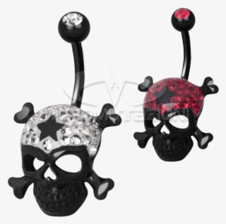Gloss Finish Cross Bones Black Steel Banabell Navel - Earrings #10081757