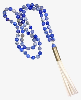 Blue And White Bullet Shell Beaded Necklace With White - Bead #10084399