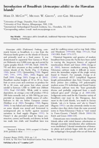 Introduction Of Breadfruit To The Hawaiian Islands - Vesicular Arbuscular Mycorrhiza #10089911