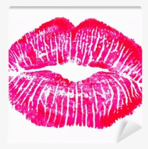 Kiss Lips Lip Print Pink Red Mouth Wall Mural • Pixers® - Blue Lip Print Tattoo #1010680