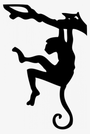 Monkey Silhouette Vector Graphics - Climbing Monkey Silhouette #1011037