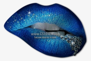 Sexy Blue Lip With Crystal Digital Printed Pattern - Cosmetics #1011070