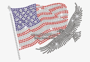 Waving American Flag & Powerful Bald Eagle Hotfix Rhinestone - Stitch #1012448