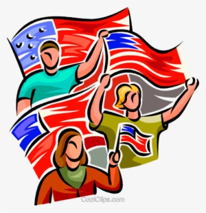People Waving American Flags Royalty Free Vector Clip - Royalty-free #1012472