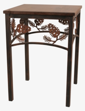 Charred Pine Cone End Table W/ Wood Top #1014486 Charred Pine Cone End Table W/ Wood Top #1014486