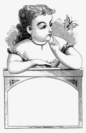 0259 Victorian Lady Advertising Blank Banner Free Vintage - Sitting #1014916