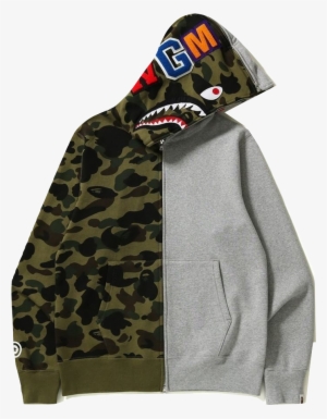 A Bathing Ape 1st Camo Half&half Full Zip Hoodie - Bape 1st Camo Shark Hoodie Grey Green Half #1016410 A Bathing Ape 1st Camo Half&half Full Zip Hoodie - Bape 1st Camo Shark Hoodie Grey Green Half #1016410