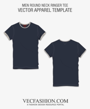 Round Neck Ringer Tee Fashion Template - Ringer Tee Polos Vector #1017812