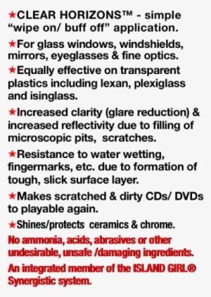 Used On Glass & Clear Plastics For Increases Clarity - Water #1018214