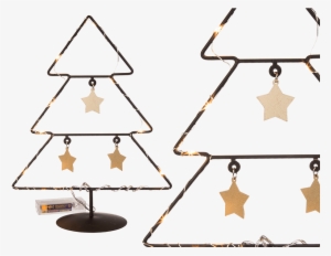 Arbol De Navidad Negro De Metal Con Estrellas Doradas - Décoration À Led Design Sapin #1019564