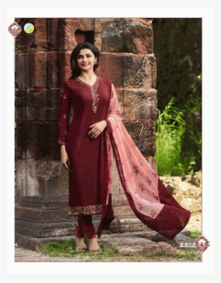 Maroon French Crepe Printed Salwar Kameez - Vinay Fashion Silkina Vol 18 #10102255