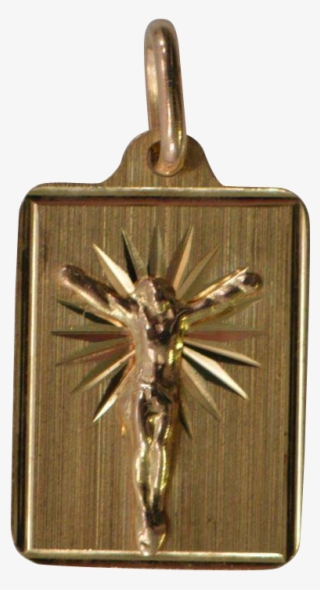Unusual Vintage 14 Kt Yellow Gold Crucifix Jesus Cross - Locket #10103348