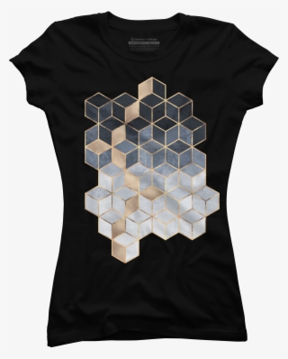 Soft Blue Gradient Cubes Juniors T Shirt - Top #10113651