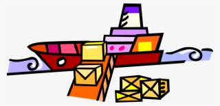 Vector Illustration Of Cargo Ship Or Freighter Ship #10114140