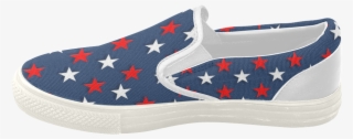 Navy Red White Stars Women's Slip-on Canvas Shoes - Slip-on Shoe #10116343