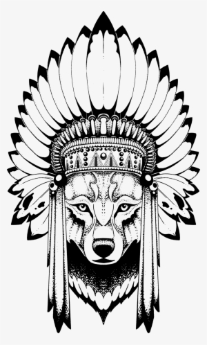 Wolf Headdress - Эскизы Тату Волк Индеец #1020547