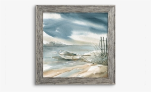 Coastal Watercolor ~ Rowboat - Subtle Mist Iii Poster Print By Carol Robinson #1020578