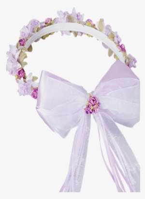 A Beautiful Lilac Or Lilac & White Floral Crown Wreath, - Ribbon #1023059