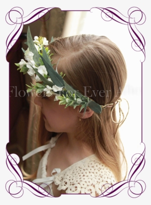 Silk Artificial White Wedding Floral Crown / Halo With - Girl #1023207