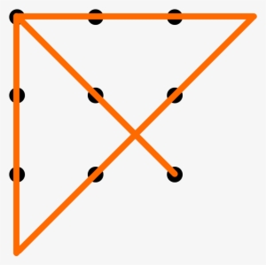 One Solution For Connecting 9 Dots With 4 Contiguous, - Out Of The Box Puzzle #1023573